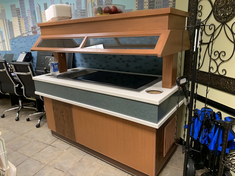 Counter and serving station in Beleaf’s commercial work photos